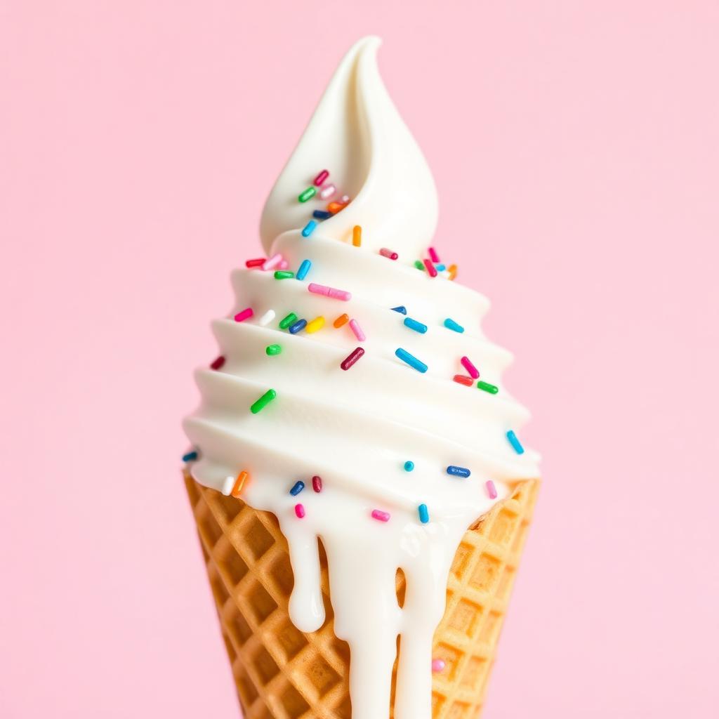 Soft serve ice cream cone with sprinkles